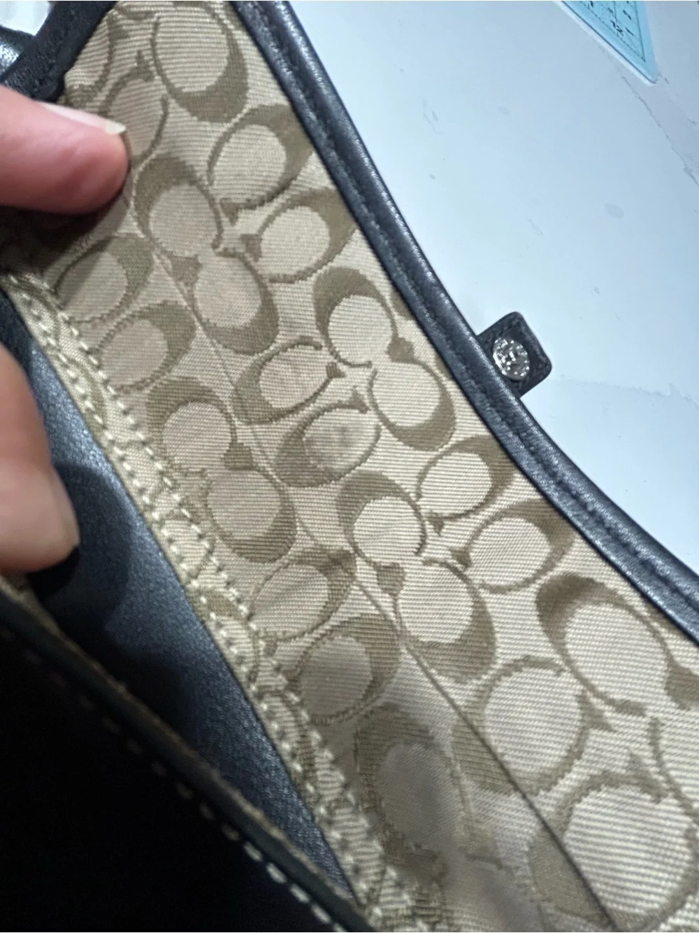 Coach Black Leather Clutch Wristlet with Front Buckle Pocket